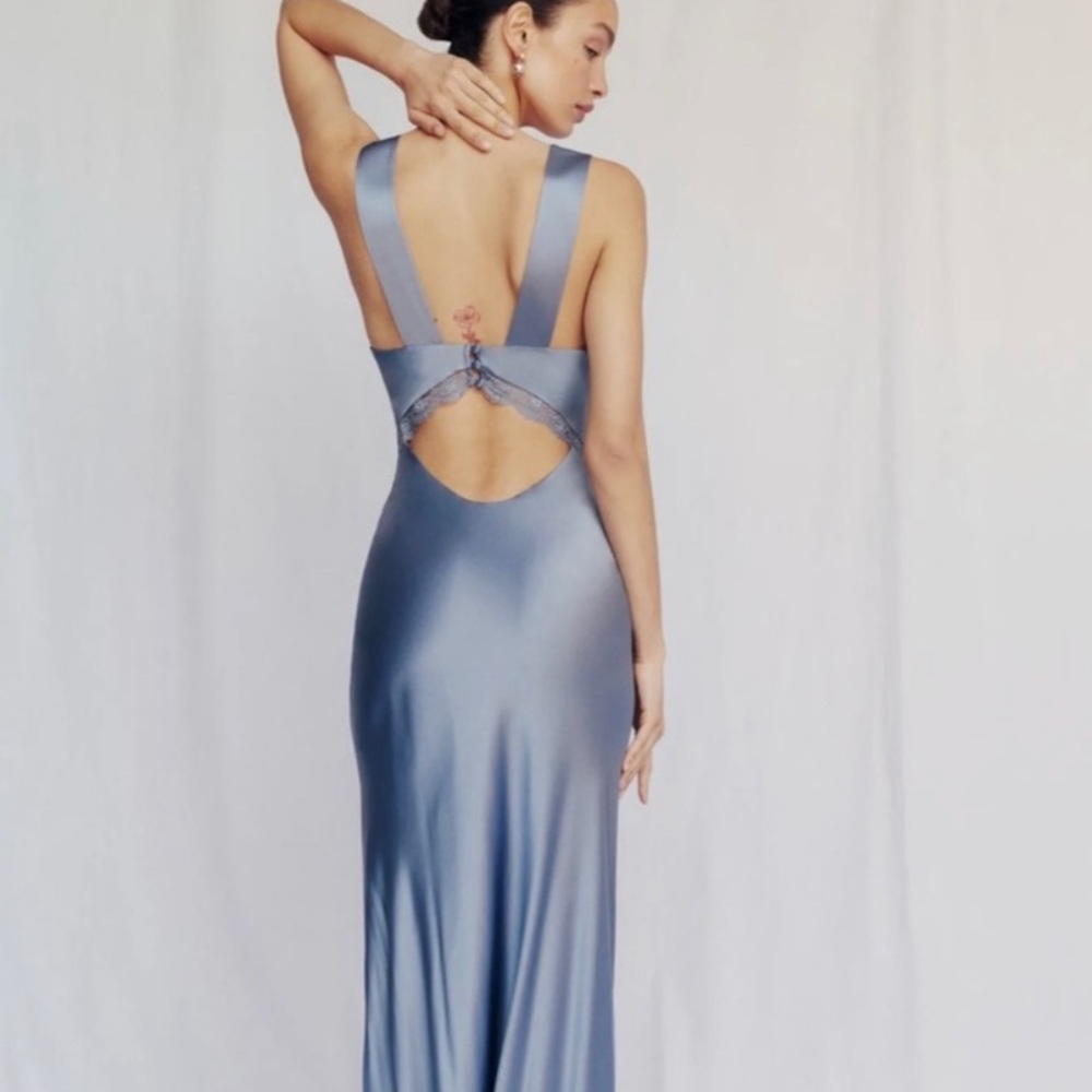 Reformation Blue Satin Wedding Dress